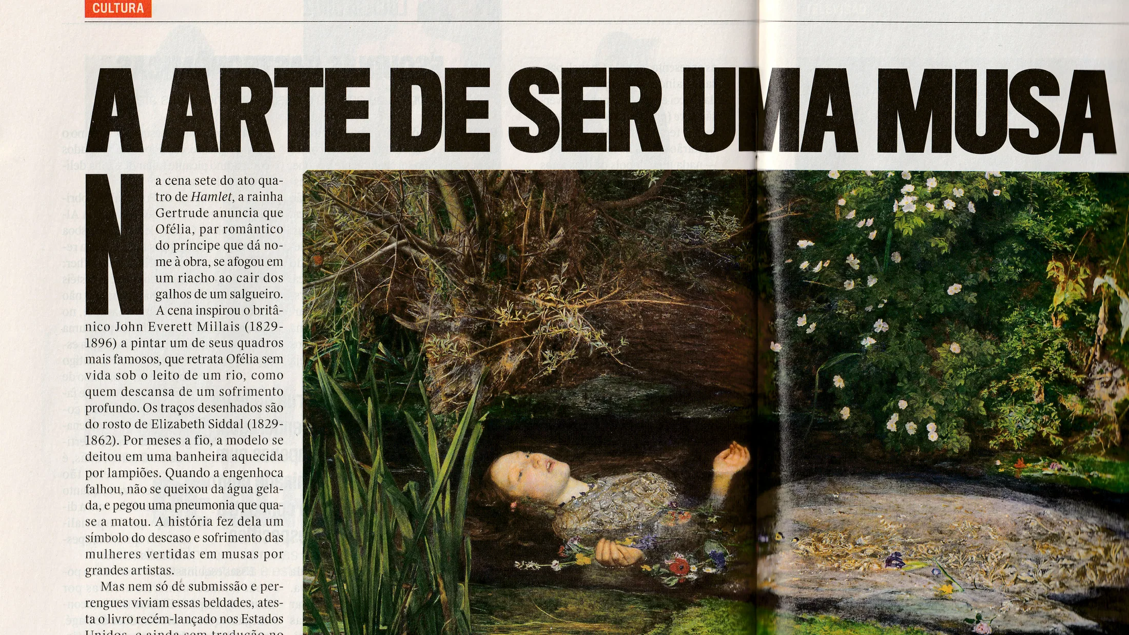 Newspaper clipping titled A arte de ser uma musa